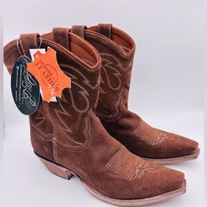 Dan Post Brown Suede Cowboy Boots Women’s Size 9 NWT Western Rodeo Festival